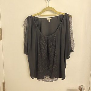 Joie Blouse Top Silk and Lace Black Size Medium Scoop Neck Sleeveless
